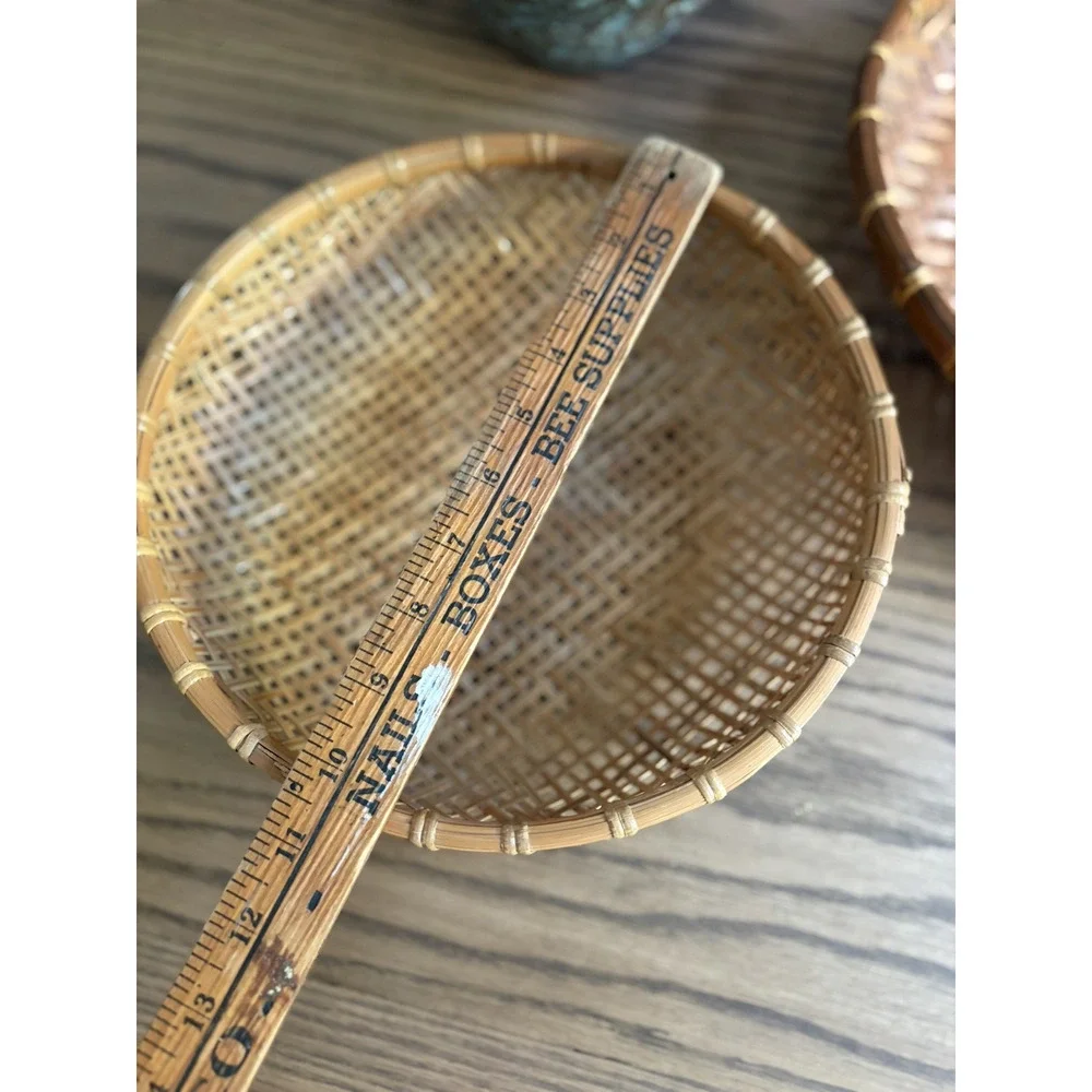Vintage Wicker Winnowing Baskets Set Of 2 Baskets Woven Bamboo